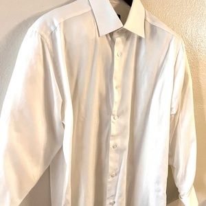 David Donahue Designer Button Down Dress Shirt for Men with Cufflinks